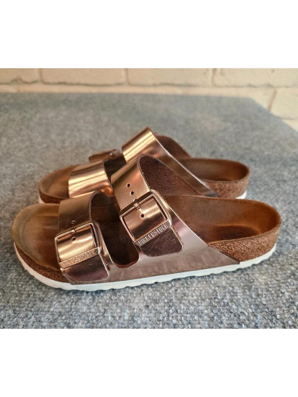 Birkenstock Metallic Copper Arizona BS Slip On Slide Sandals Sz 38 US 7-7.5 - Picture 4 of 12